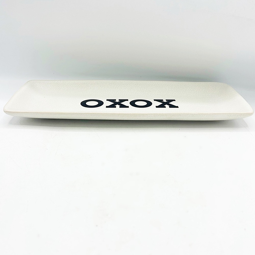 Pottery Barn XOXO Ceramic Serving Tray White Rectangular Valentine Decor 12" - Picture 3 of 6